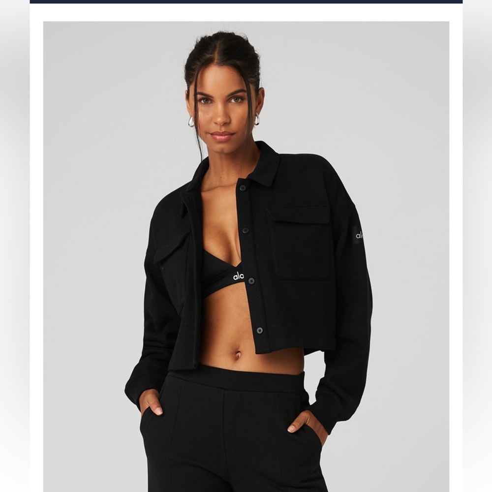 Renown Cropped Button-Up Pullover - Black-XS- used, worn few times